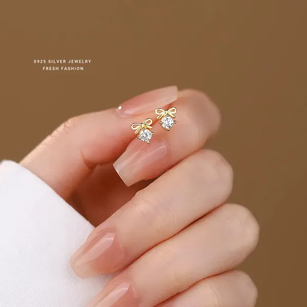 Gold_Mini_Bowstone_Stud_Earrings_For_Women